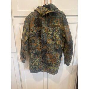 VTG German Flecktarn 1990's  Camouflage Military Field Jacket M65 Style Parka